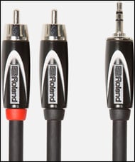 cover Roland Interconnect Cables, 3.5mm TRS-Dual RCA, Black Series 10 Foot